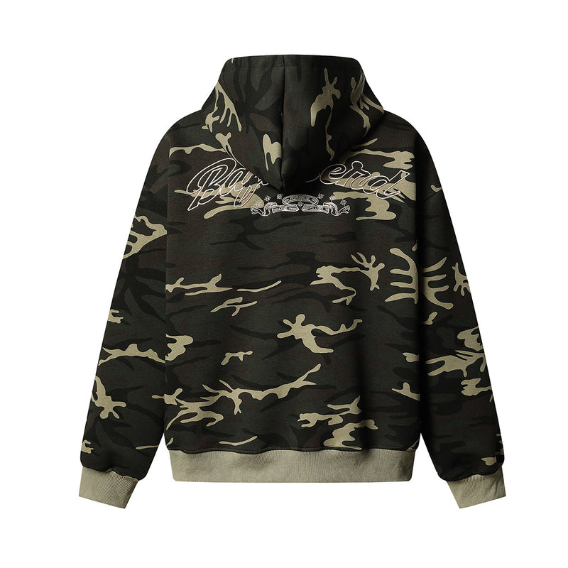 Zip-Hoodie mit Drachenemblem – Oversized Streetwear in Camo & Schwarz
