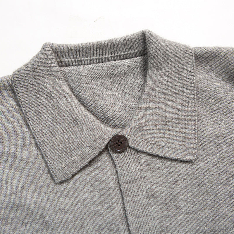 Herren-Strickcardigan mit Knopfleiste und Kentkragen