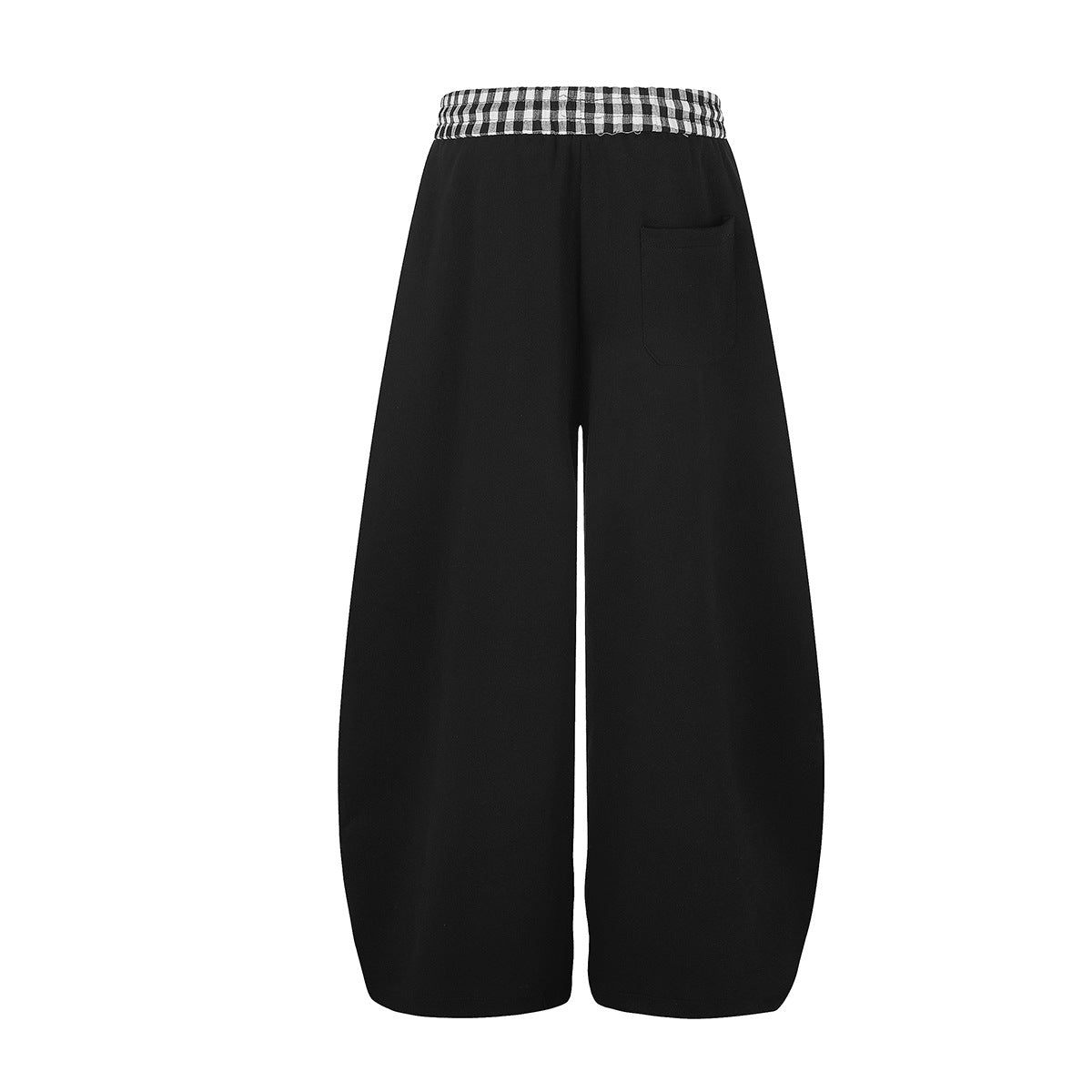 Pantalon de survêtement à jambes larges, imprimé main squelette et taille vichy