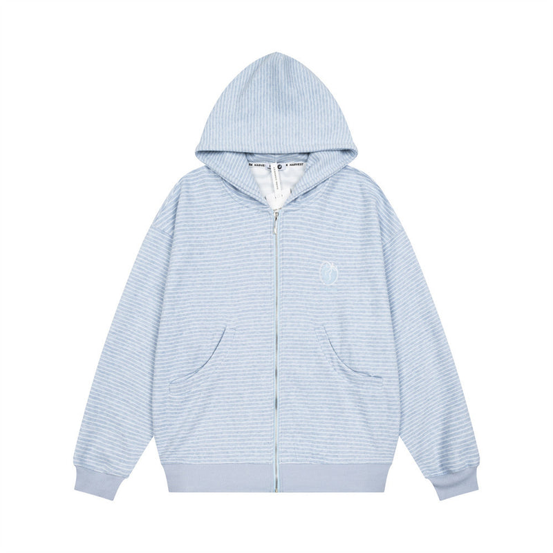 Striped Zip-Up Hoodie – Relaxed Fit Men's Full-Zip Sweatshirt
