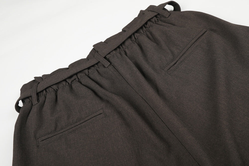 Wide-Leg Tailored Shorts with Belt – High Waist Pleated Bermuda
