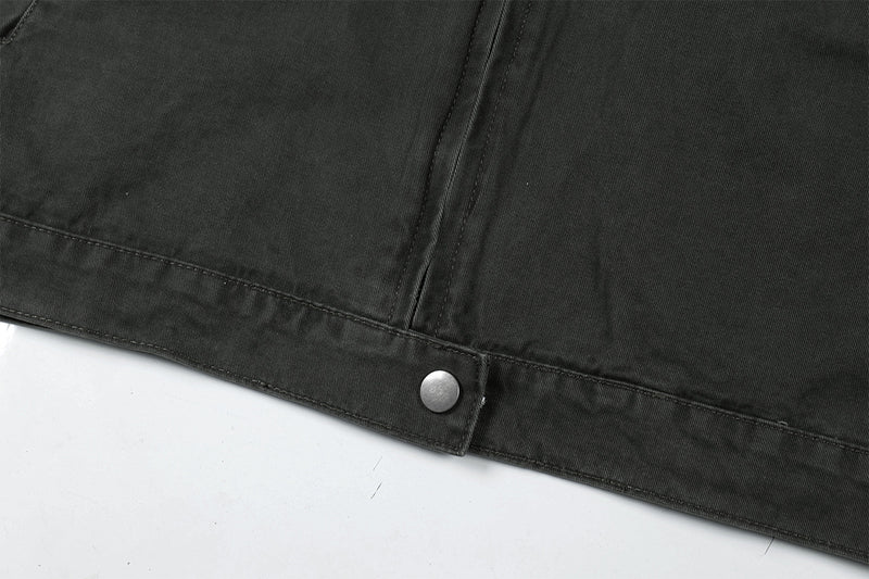 Veste Harrington boxy délavée – Col distressed vert militaire et coupe courte