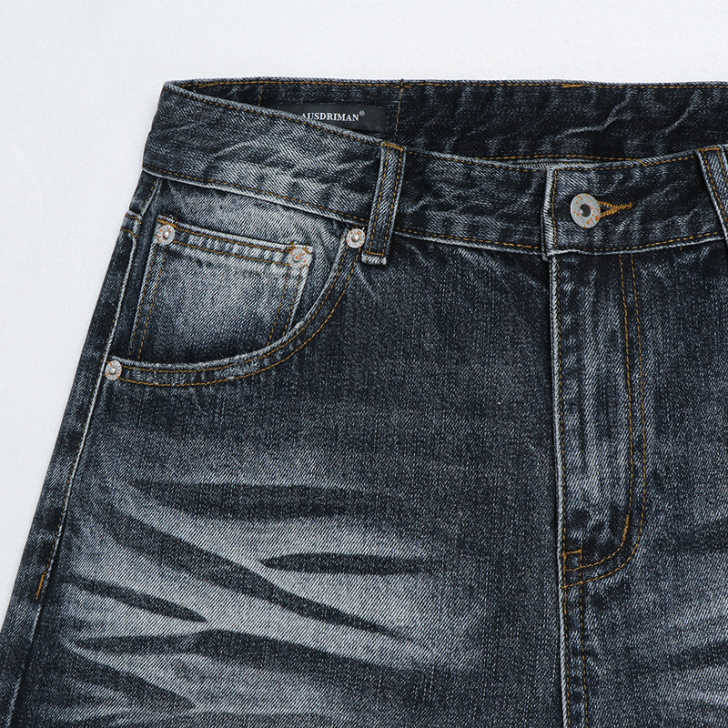 Jean gris baggy homme – Denim vintage délavé à jambes larges et effet usé