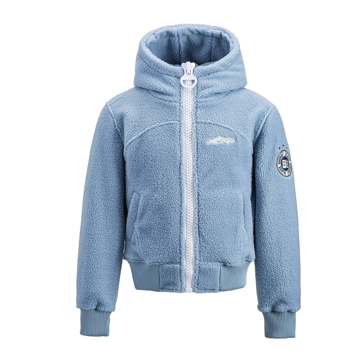 Sherpa Fleece Zip-Up Hoodie Jacket – Varsity Embroidered Teddy Coat