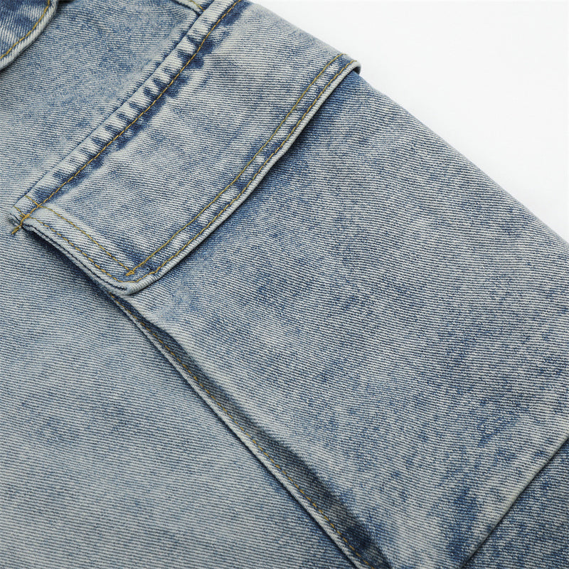 Baggy Cargo Jeans Men – Wide Leg Multi-Pocket Washed Denim