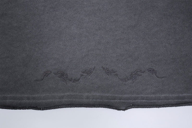 Long Sleeve Acid Wash Shirt with Celestial Print & Raw-Edge Seam Detail