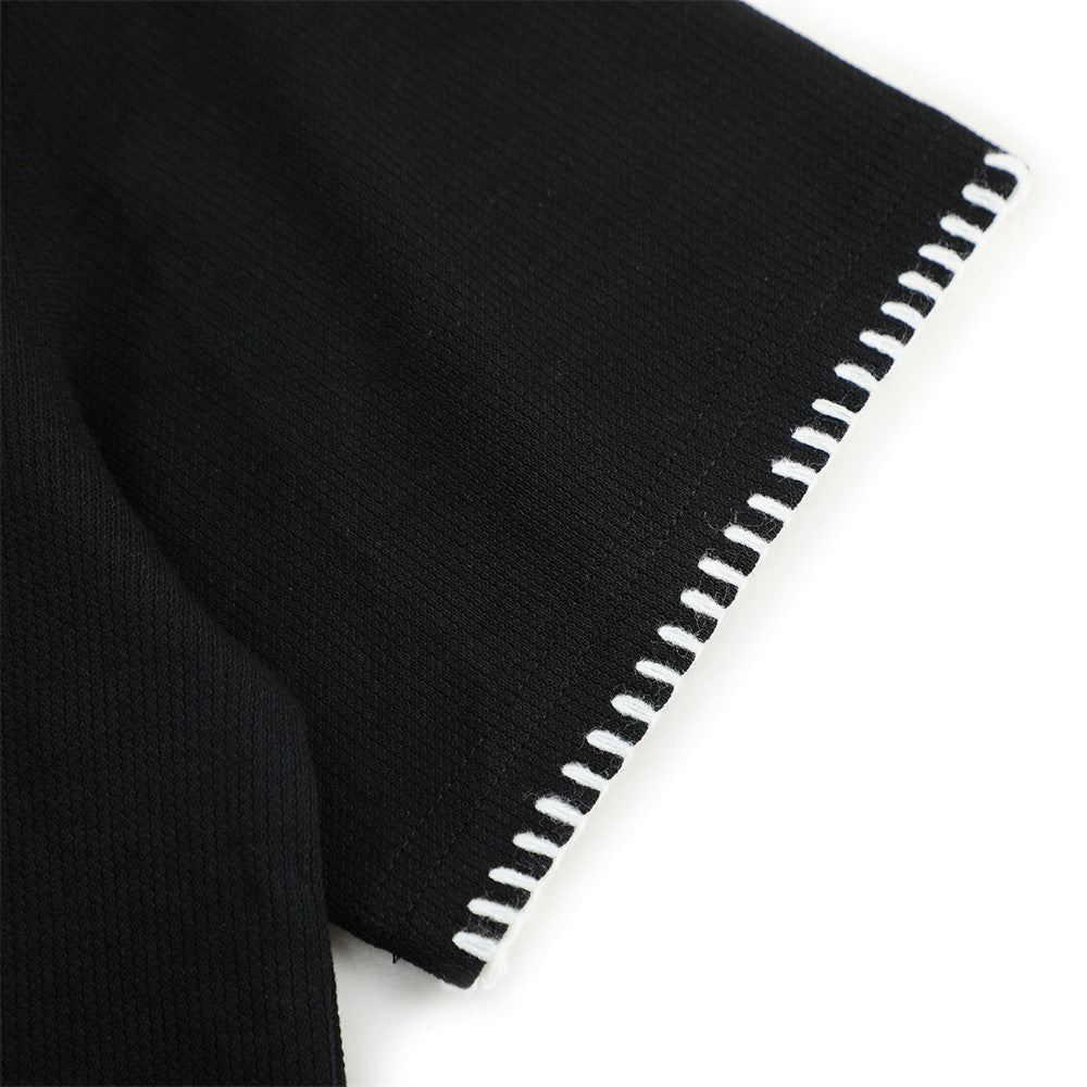 Men's Henley V-Neck Short Sleeve T-Shirt with Contrast Stitch Detail