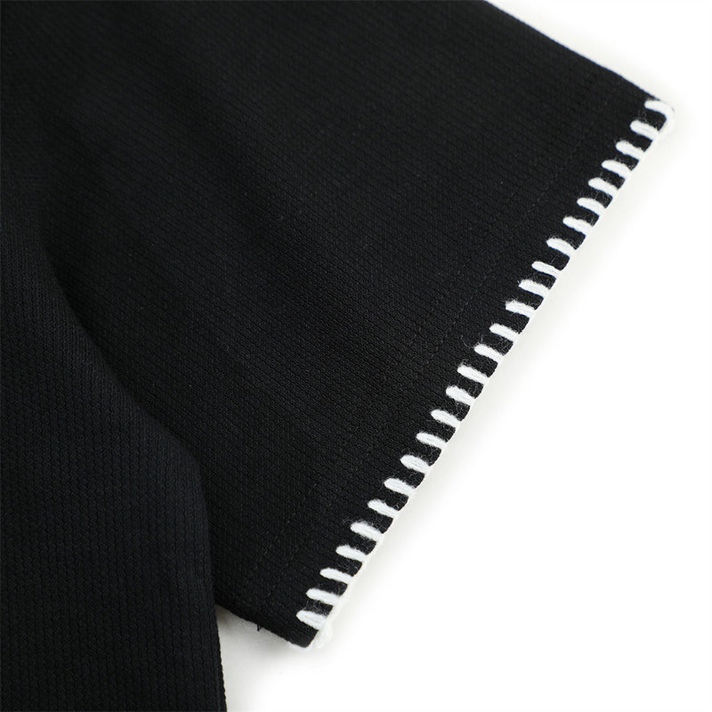 Men's Henley V-Neck Short Sleeve T-Shirt with Contrast Stitch Detail