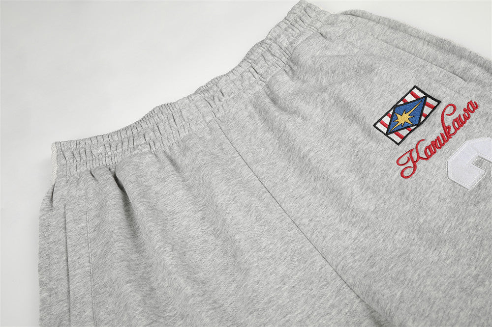 Wide-Leg Sweatpants with Embroidered Number Graphic