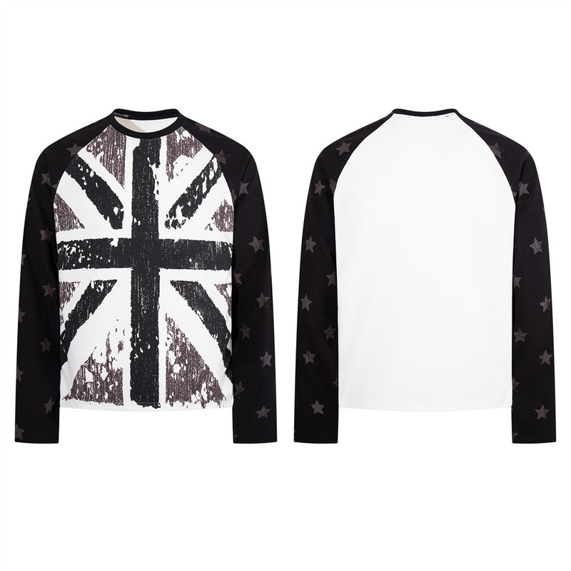 Men's Long Sleeve Waffle Shirt – Union Jack Graphic Raglan Top