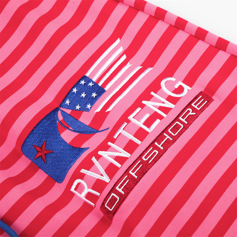 Men's Striped Wide-Leg Sweatpants with Star & Letter Embroidery – American