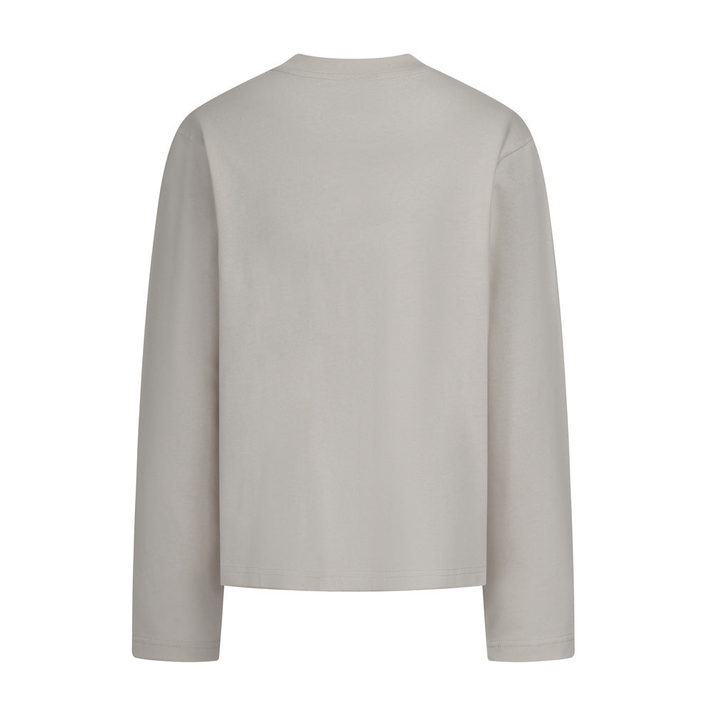 Long Sleeve Graphic T-Shirt – Distressed Letter Print, Relaxed Fit