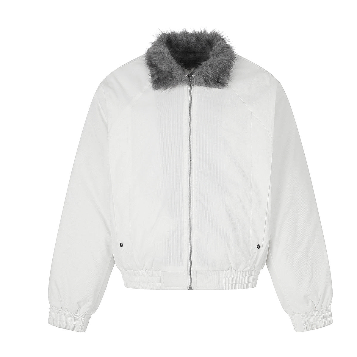 Faux Fur Collar Padded Bomber Jacket – Oversized Flight Jacket