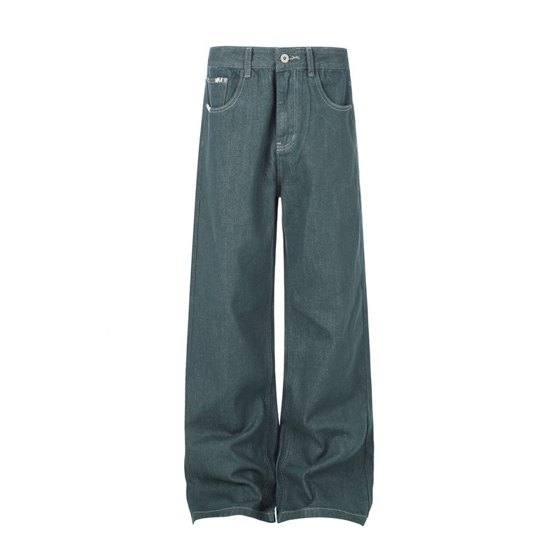 Baggy-Jeans mit weitem Bein für Herren – Kontrastnähte, gerade 5-Pocket-Denimhose