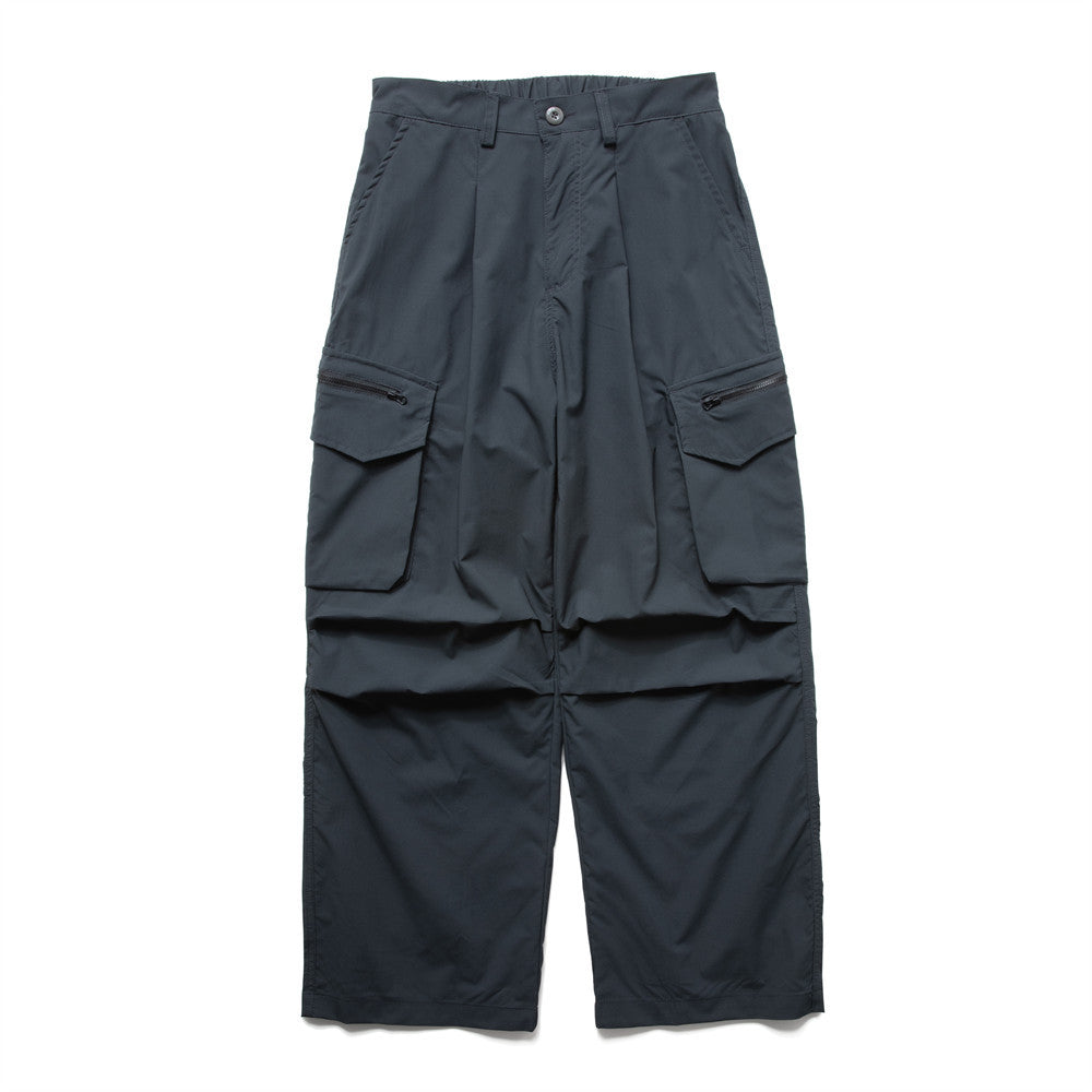 Wide-Leg Cargo Pants – Pleated Parachute Nylon, Relaxed Fit