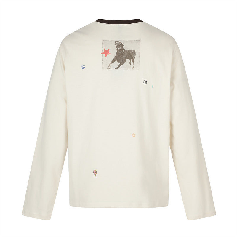 Missing Dog Graphic Long Sleeve T-Shirt – Men's Oversized Crew Neck