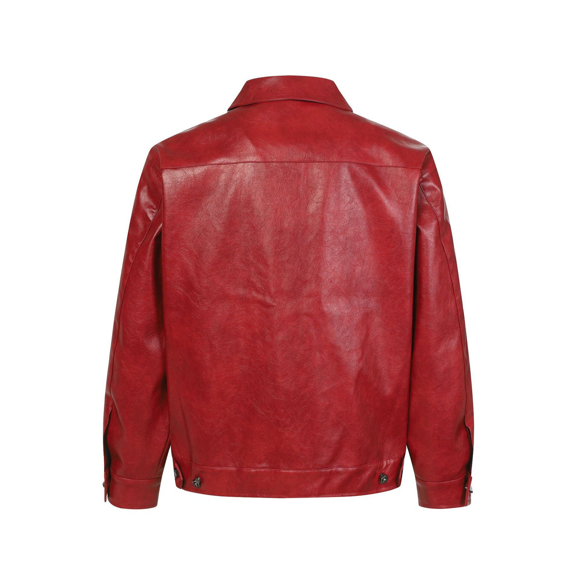 Spiderweb Embroidered PU Leather Jacket – Oversized Moto Fit