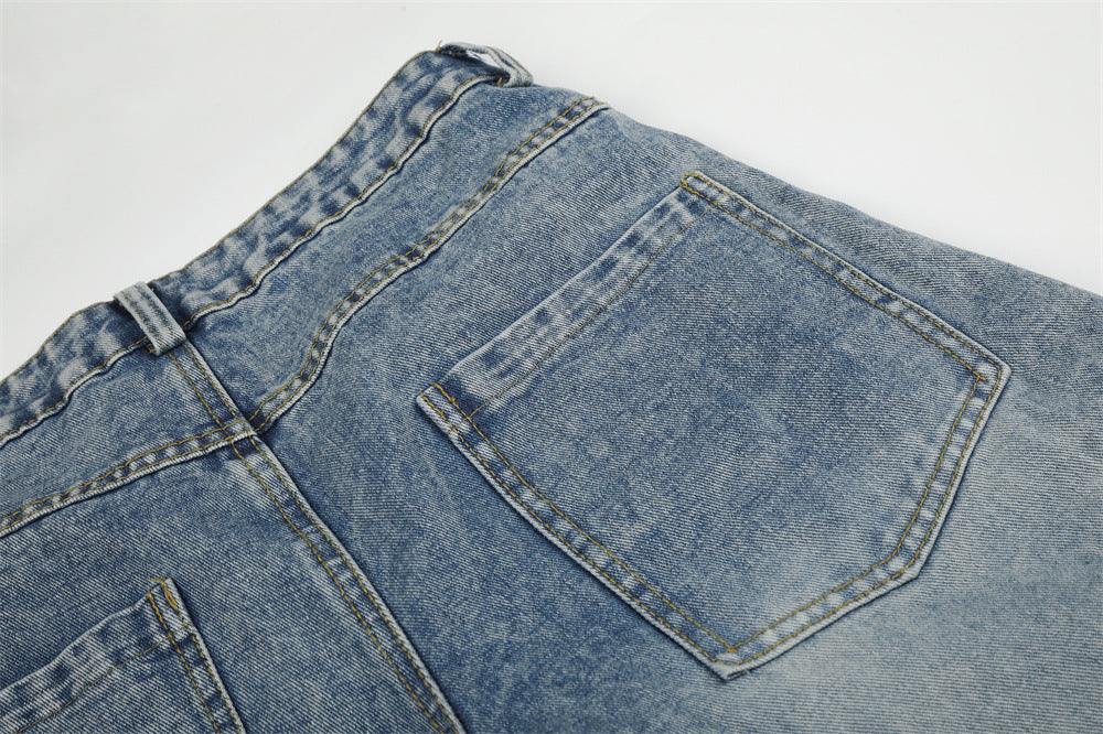 Baggy Cargo Jeans Men – Wide Leg Multi-Pocket Washed Denim