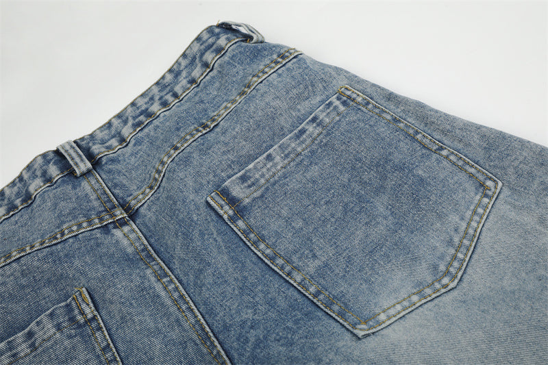 Baggy Cargo Jeans Men – Wide Leg Multi-Pocket Washed Denim