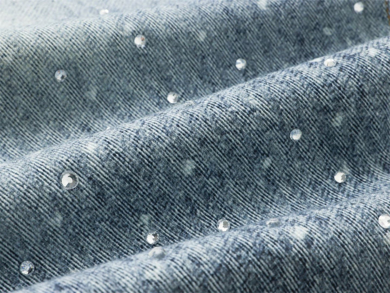 Y2K Baggy Jeans Mens Wide-Leg Rhinestone Embellished Denim Pants