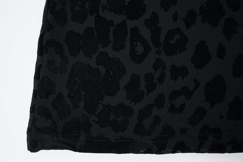 Leopard Print Turtleneck Long Sleeve Slim-Fit Shirt