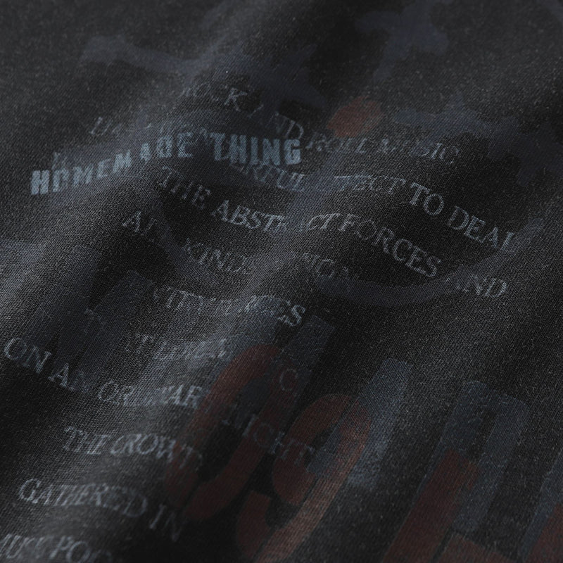T-shirt manches longues à manches camouflage usées, effet deux pièces – Streetwear noir délavé