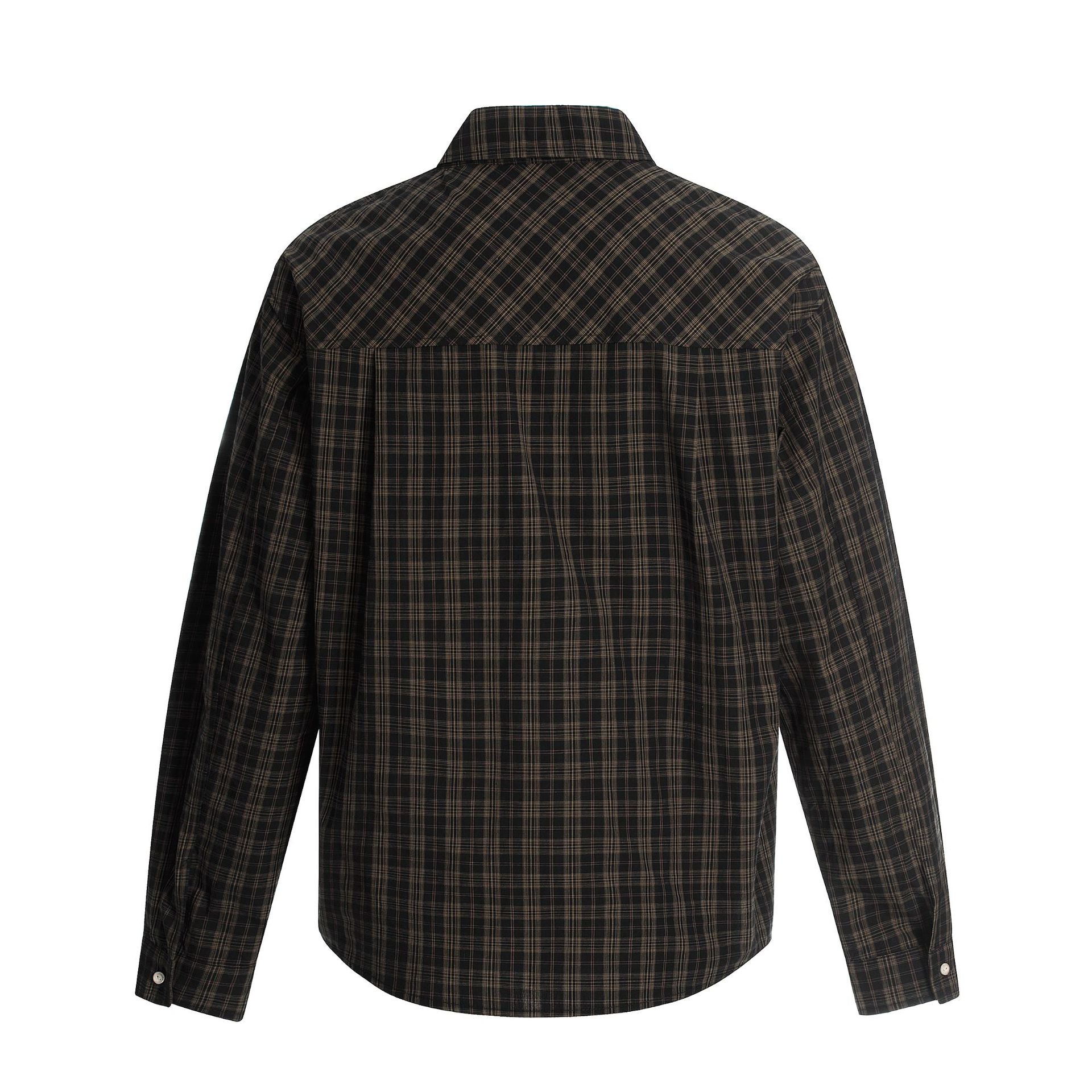 Camisa de Manga Larga de Cuadros para Hombre con Estampado Gráfico de Letras Vintage
