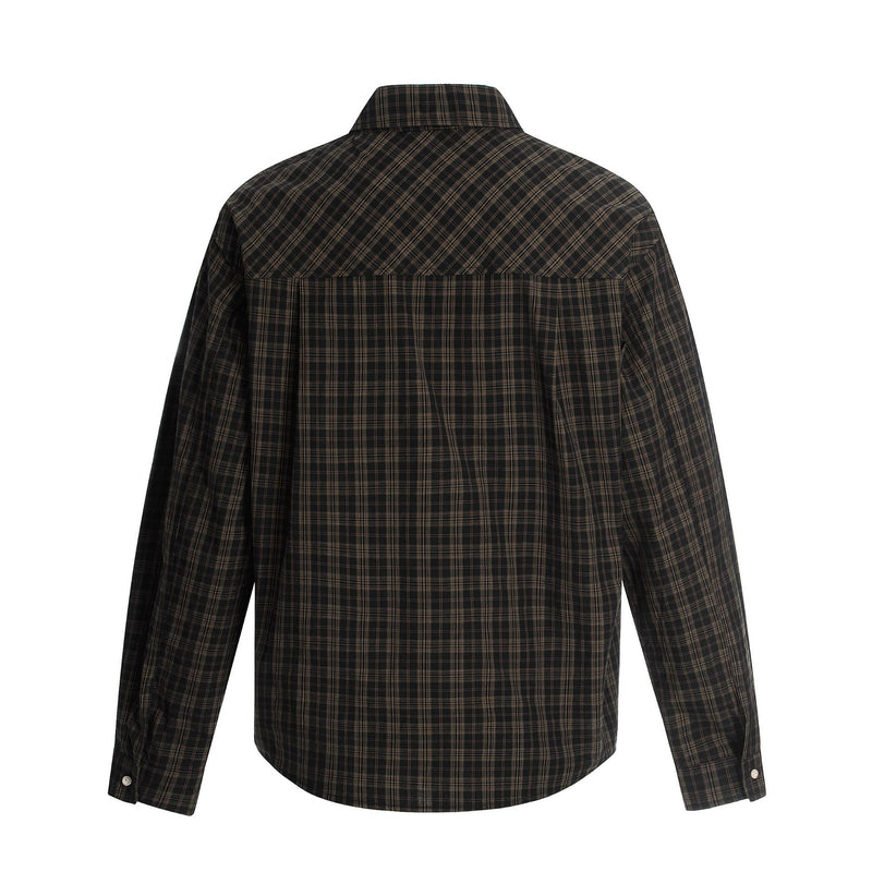 Camisa de Manga Larga de Cuadros para Hombre con Estampado Gráfico de Letras Vintage
