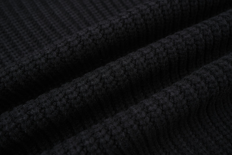 Pull col montant zippé en maille gothique à croix imprimée et effet usé