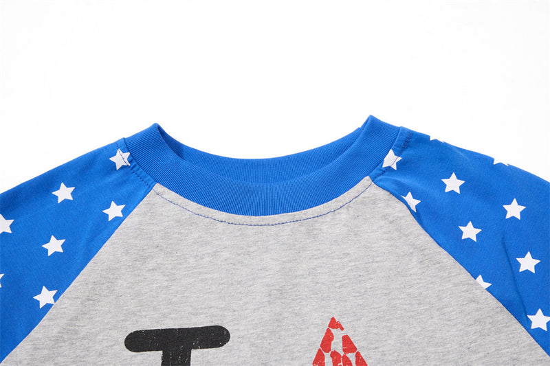 Men's Long Sleeve Raglan T-Shirt – Star Print Colorblock Graphic Tee
