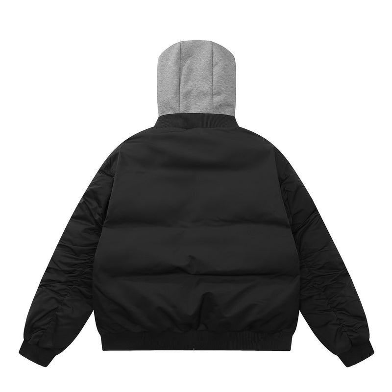 Chaqueta bomber con capucha extraíble y forro polar en capas – Abrigo acolchado de invierno