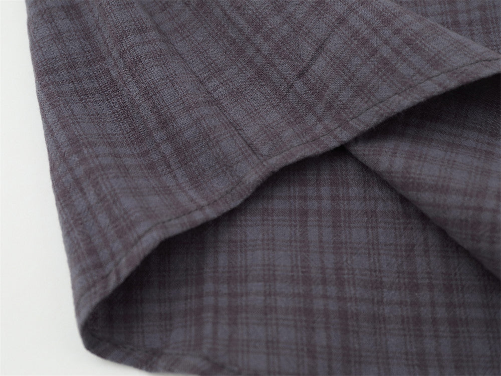 Men's Plaid Graphic Button-Down Shirt – Oversized Streetwear Long Sleeve