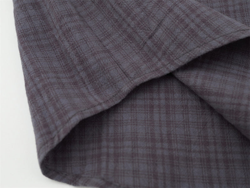 Men's Plaid Graphic Button-Down Shirt – Oversized Streetwear Long Sleeve