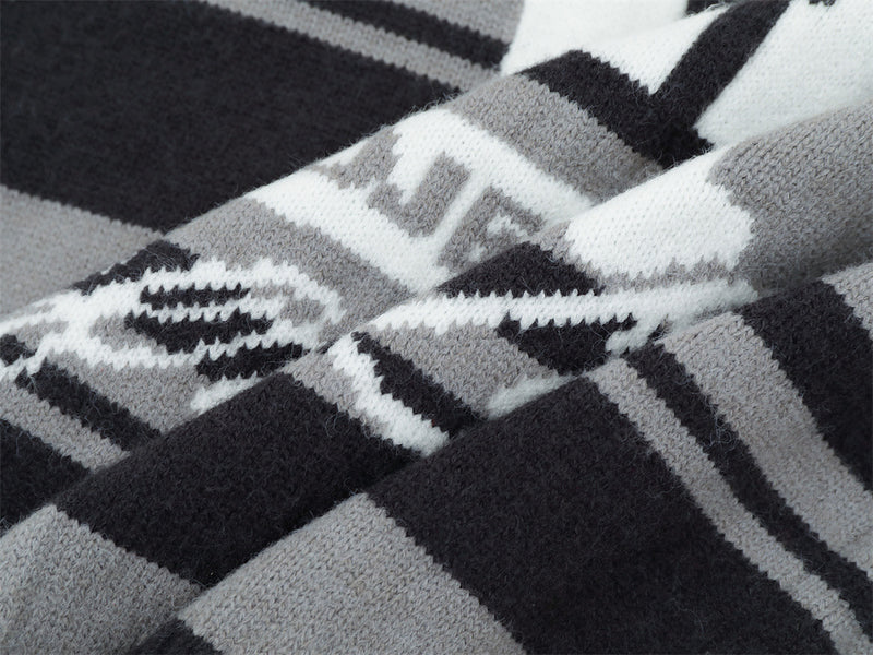 Gestreifter Jacquard-Strickpullover – Gather 16 SavageBase-Print, Relaxed Rundhalsausschnitt