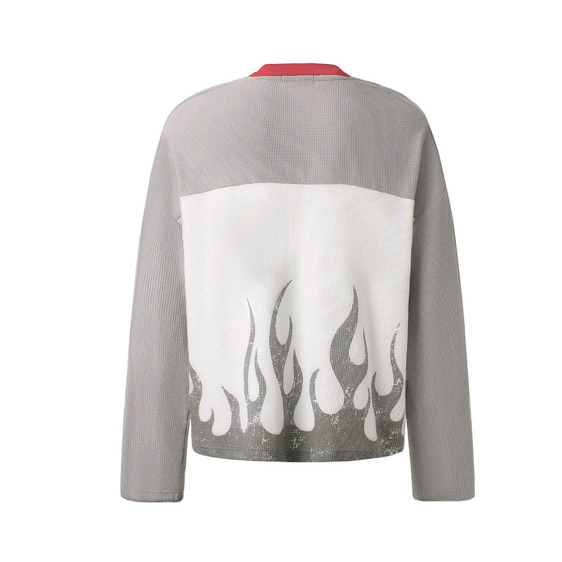 GLFSMADE 87 Flame Print Long Sleeve Graphic Shirt – Racing Streetwear Top