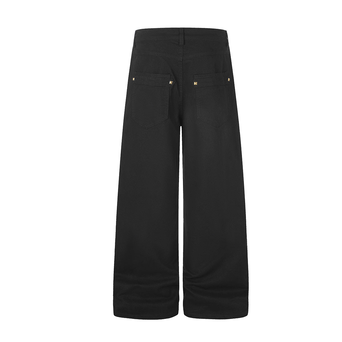 Wide-Leg Studded Denim Pants – Relaxed Fit Vintage American Street Style