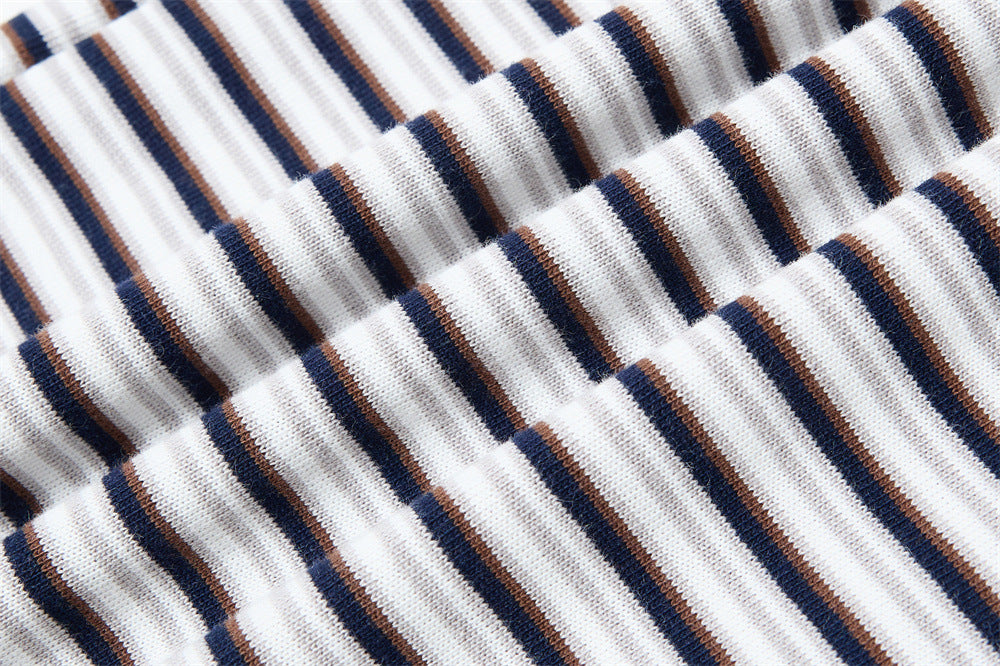 American Vintage Striped Polo Shirt – Mafaer Racing Embroidered Short Sleeve