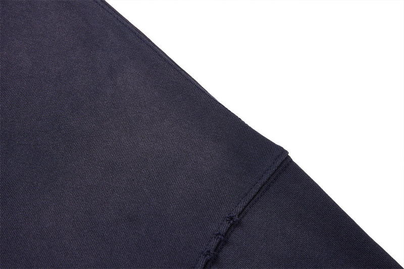 Oversized Zip-Up Hoodie Men — Distressed Heraldic Embroidery, Cropped Bomber Fit