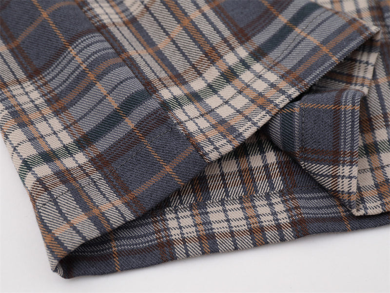 Plaid Faux Two-Piece Long Sleeve Shirt – Punk Letter Print, Relaxed Fit