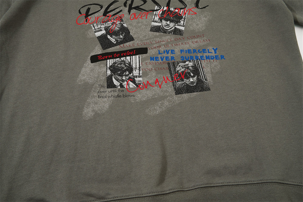 Persist Graphic Print Oversized Crewneck Sweatshirt