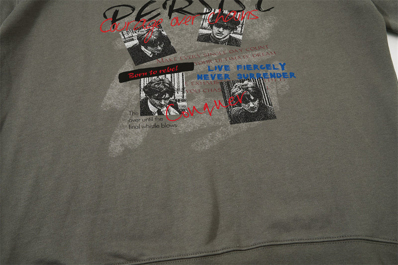 Persist Graphic Print Oversized Crewneck Sweatshirt