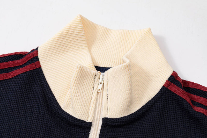 Veste de survêtement en maille gaufrée Nast Club avec logo brodé et manches rayées