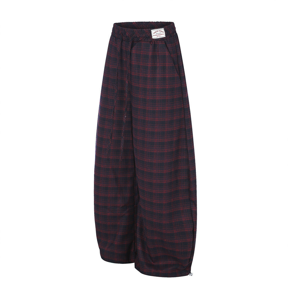Plaid Wide-Leg Baggy Pants – Oversized Retro Streetwear Trousers