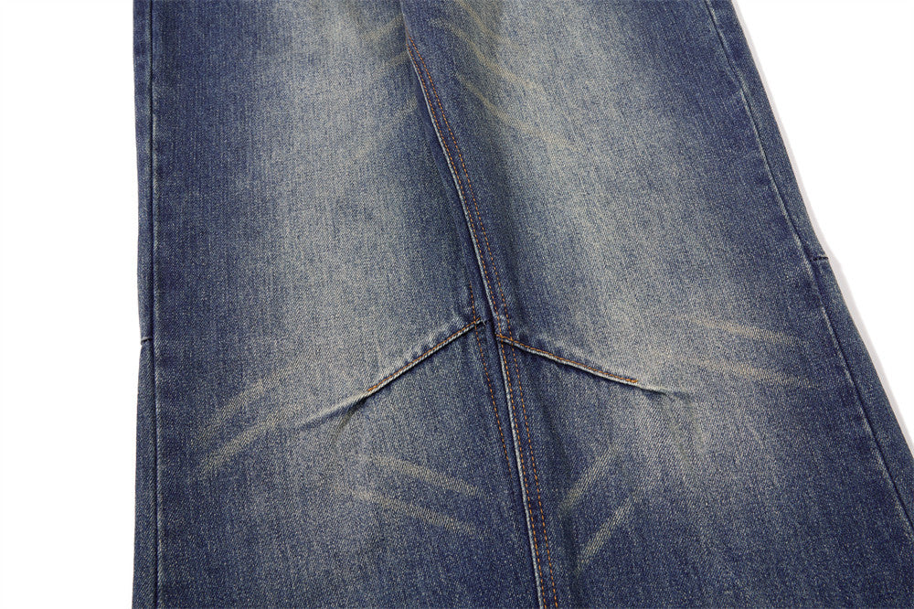 Vaqueros acampanados de pierna ancha para hombre – Denim vintage lavado y desgastado