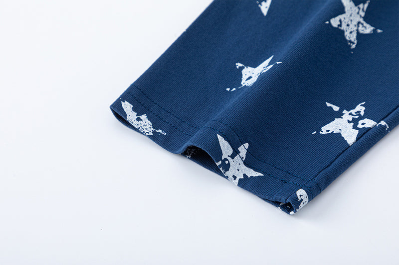 Navy Long Sleeve Shirt – Raglan Star-Print Sleeves Vintage Graphic Tee