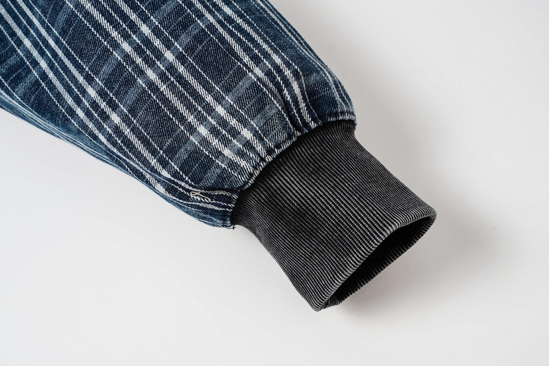Sudadera con capucha y cremallera de patchwork de cuadros — Chaqueta extragrande de felpa y franela lavadas