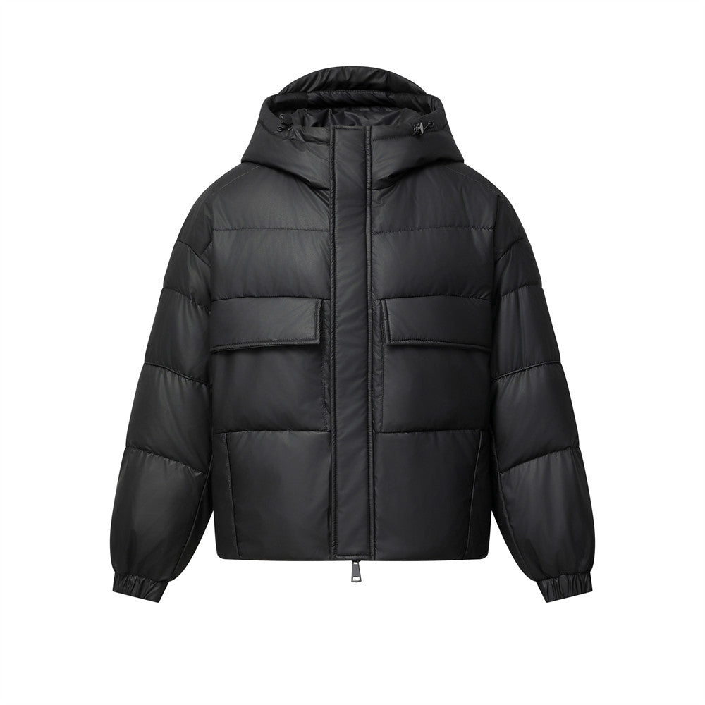 Doudoune noire à capuche pour homme – Coupe oversize, matelassage et duvet