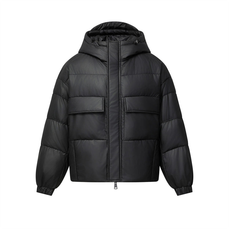 Doudoune noire à capuche pour homme – Coupe oversize, matelassage et duvet