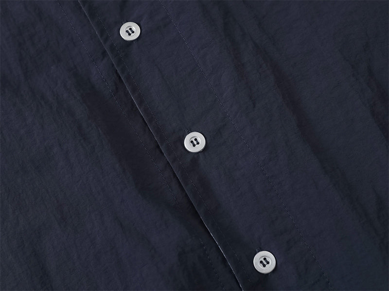 High-Collar Overshirt – Relaxed Fit Long-Sleeve Button-Up with Plaid Inner