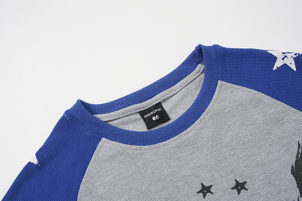 T-shirt de baseball à manches longues raglan et étoiles avec motif Pégase